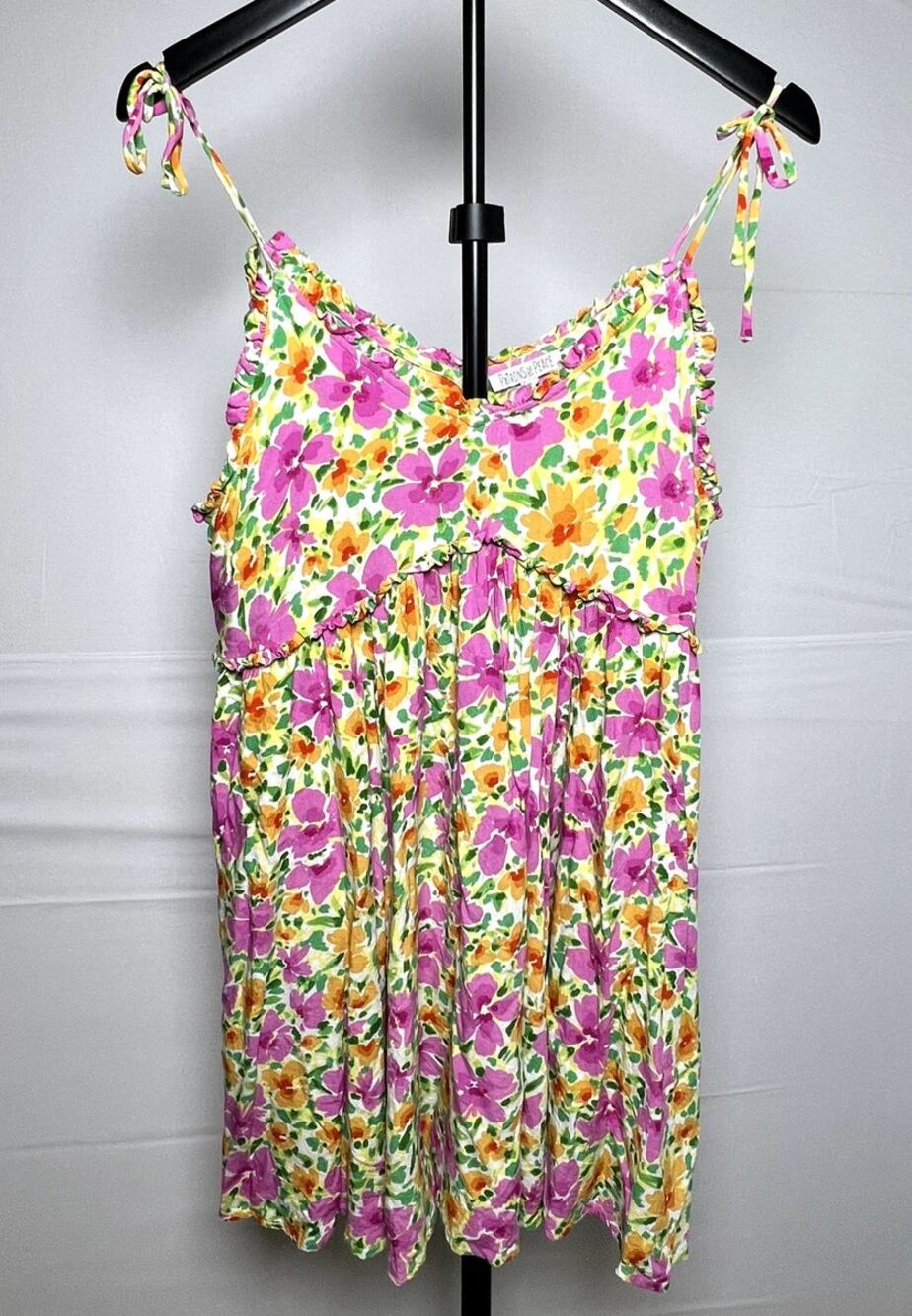 Patrons of Peace Floral Tie‑Strap Mini Dress – Size M